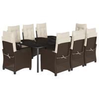 9-delige Tuinset met kussens poly rattan bruin - thumbnail