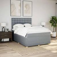 Boxspring met matras stof lichtgrijs 160x200 cm - thumbnail