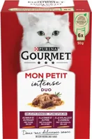 GOURMET Mon Petit Intense vlees met Rund, Kalf, Lam kattenvoer nat 6x50gr - thumbnail
