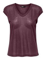 Only Onlsilvery S/s V Neck Lurex Top Jrs Noos T-shirts Burgundy - thumbnail