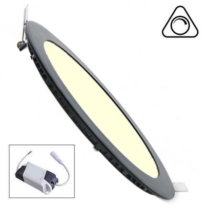 LED Downlight Slim - Inbouw Rond 6W - Dimbaar - Zeer Warm Wit 2700K - Mat Zwart Aluminium - Ø120mm