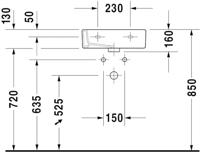 Duravit Vero fontein 45x35cm met kraangat en overloop Wondergliss wit 07044500001 - thumbnail