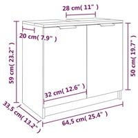 Badkamerkast 64,5x33,5x59 cm bewerkt hout gerookt eikenkleurig - thumbnail