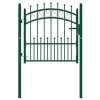 VidaXL Poort met speerpunten 100x100 cm staal groen - thumbnail