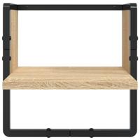 4-delige Wandschappenset met stangen bewerkt hout sonoma eiken - thumbnail