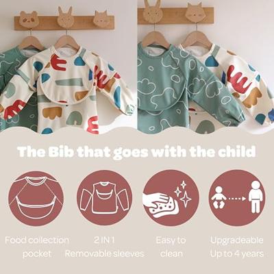 Meegroeislabbetje met mouwen 2-in-1 BEABA Playful saliegroen Meegroeislabbetje met mouwen 2-in-1 BEABA Playful saliegroen