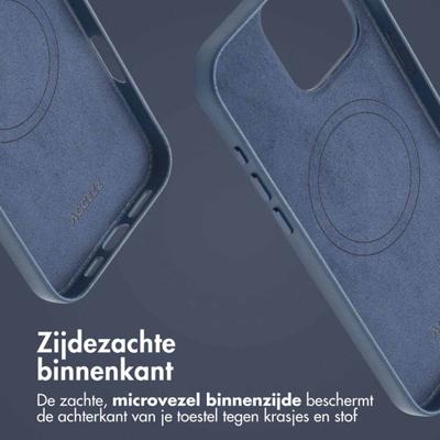 Accezz MagSafe Leather Backcover voor iPhone 16 Pro Max Telefoonhoesje Blauw
