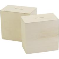 Creativ Company Houten spaarpot, afm 10x10x6 cm, 10 stuk/ 1 doos - thumbnail