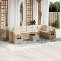 11-delige Tuinset met kussens poly rattan beige - thumbnail