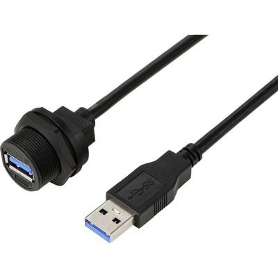 TRU COMPONENTS TC-E13T-FU3-PWF/MU3-NWA-0.5PV-S TC-13543568 USB 3.0-bus naar stekker, IP67 (schroefdraad), kabel 0,5 m. Waterdichte kunststof kabel 1 stuk(s)