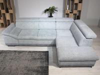 Converteerbare hoekbank ZIDAN hoek met longchair rechts stof platina grijs - thumbnail