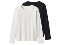 Esmara Kids Set van 2 kinder longsleeves (Zwart/wit, 134/140) - thumbnail