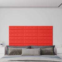 VidaXL Wandpanelen 12 st 1,08 m² 60x15 cm kunstleer rood - thumbnail