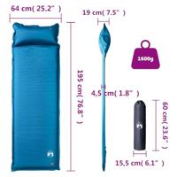 Kampeermatras met gentegreerd kussen zelfopblazend turquoise - thumbnail