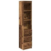 Hoge kast 37,5x35x180 cm bewerkt hout oud houtkleurig - thumbnail
