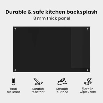 VidaXL Keuken achterwand zwart 100 x 60 cm gehard glas