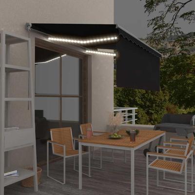 VidaXL Luifel handmatig uittrekbaar rolgordijn led 3x2,5 m antraciet VidaXL Luifel handmatig uittrekbaar rolgordijn led 3x2,5 m antraciet