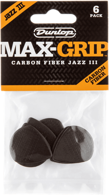 Dunlop 471P3C Max Grip Jazz III Carbon Fiber 1.38mm Plectrum 6-Pack