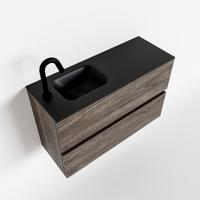 MONDIAZ ADA 80cm toiletmeubel dark brown. LEX wastafel urban links 1 kraangat - thumbnail