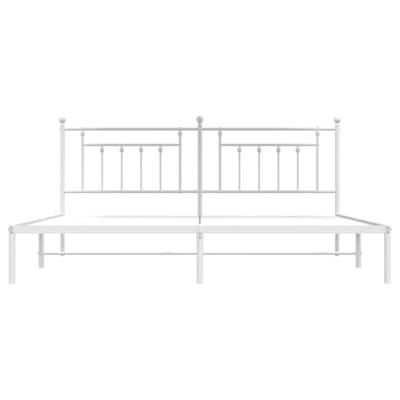 Bedframe met hoofdbord metaal wit 200x200 cm - thumbnail