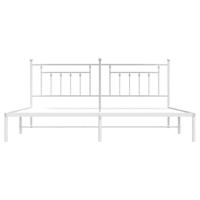 Bedframe met hoofdbord metaal wit 200x200 cm - thumbnail