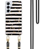 Samsung Galaxy A15 hoesje met zwart koord - Hart streepjes - thumbnail