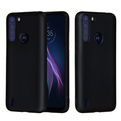 Voor Motorola Moto One Fusion Solid Color Liquid Silicon Silicon Dropproof Full Coverage Protective Case (Zwart)