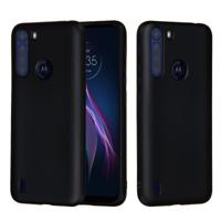 Voor Motorola Moto One Fusion Solid Color Liquid Silicon Silicon Dropproof Full Coverage Protective Case (Zwart) - thumbnail