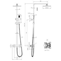 Opbouw Regendouche Set Boss & Wessing Quadro Thermostatisch Hoofddouche 22 cm Vierkant Chroom Boss & Wessing - thumbnail