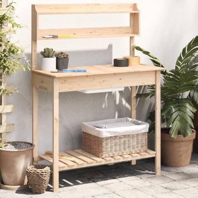 VidaXL Oppottafel met spoelbak 147,5x44x139,5 cm massief vurenhout VidaXL Oppottafel met spoelbak 147,5x44x139,5 cm massief vurenhout