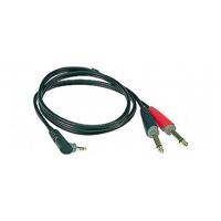 Klotz AY5A0300 Y-kabel 3.5mm 3p haaks - 2x 6.35mm 2p recht 3m - thumbnail