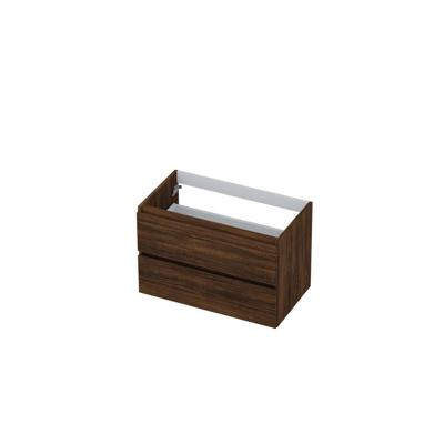 INK - Onderkast 2 Laden Greeploos met Houten Keerlijst - 800x450x520 Mm - Koper Eiken