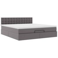 Ottoman bed met matrassen en LED's 100x200cm kunstleer grijs - thumbnail