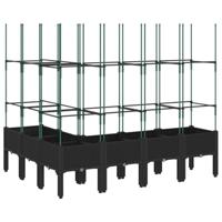 VidaXL Plantenbak met latwerk 160x120x142,5 cm polypropeen zwart - thumbnail