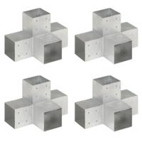 VidaXL Paalverbindingen 4 st x-vorm 101x101 mm gegalvaniseerd metaal - thumbnail