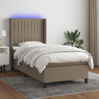 Boxspring met matras en LED stof taupe 90x190 cm