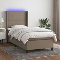 Boxspring met matras en LED stof taupe 90x190 cm - thumbnail