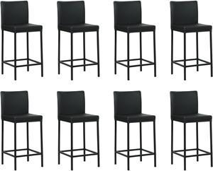 Set van 8 Zwarte leren moderne barkrukken Break - poot vierkant zwart - Toledo Leer Nero (zwart leer)