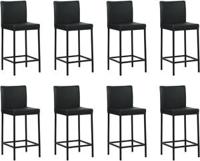 Set van 8 Zwarte leren moderne barkrukken Break - poot vierkant zwart - Toledo Leer Nero (zwart leer) - thumbnail