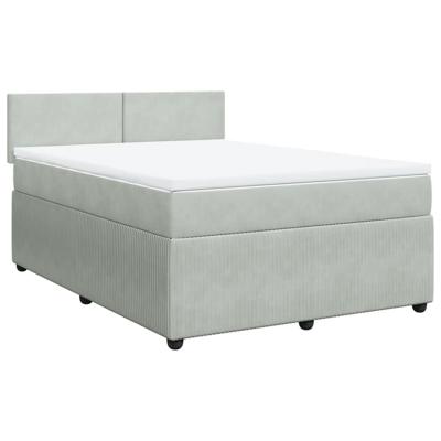 Boxspring met matras fluweel lichtgrijs 160x200 cm - thumbnail
