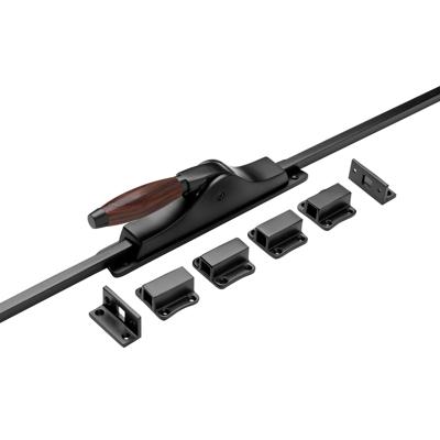 De Oude Deurklink Deur Espagnolet retro palissander met stangenset mat zwart