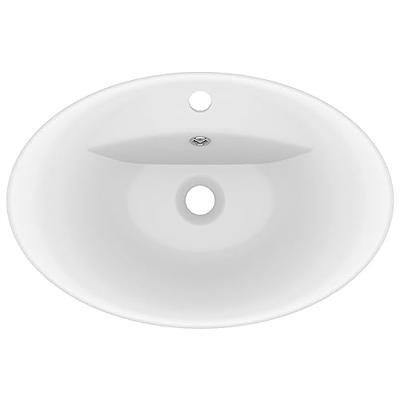 VidaXL Wastafel met overloop ovaal 58,5x39 cm keramiek matwit