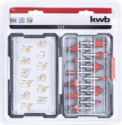 kwb 757295 Bovenfreesset Hardmetaal Schachtdiameter 8 mm 12-delig kwb 757295 Bovenfreesset Hardmetaal Schachtdiameter 8 mm 12-delig