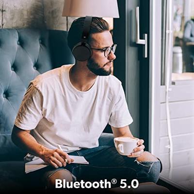 T'NB - Draadloze Bluetooth 5.0-hoofdtelefoon, model Single 2, 8 uur luistertijd, verstelbaar, jackstekker, comfortabel, microfoon en geïntegreerde bedieningselementen, voor sport en training – zwart