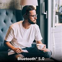 T'NB - Draadloze Bluetooth 5.0-hoofdtelefoon, model Single 2, 8 uur luistertijd, verstelbaar, jackstekker, comfortabel, microfoon en geïntegreerde bedieningselementen, voor sport en training – zwart - thumbnail