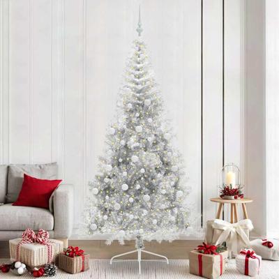 VidaXL Kunstmatig voorverlicht kerstboom met 300 led zilver 240 cm pet