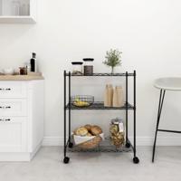 VidaXL Opbergrek met wielen 3-laags 60x35x81 cm 150 kg zwart - thumbnail