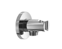 Handdouchehouder Hotbath Mate Met Uitlaat 6x6.5 cm Rond Geborsteld Nikkel - thumbnail