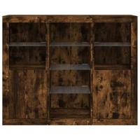 Dressoirs met LED-verlichting 3 st bewerkt hout gerookt eiken - thumbnail