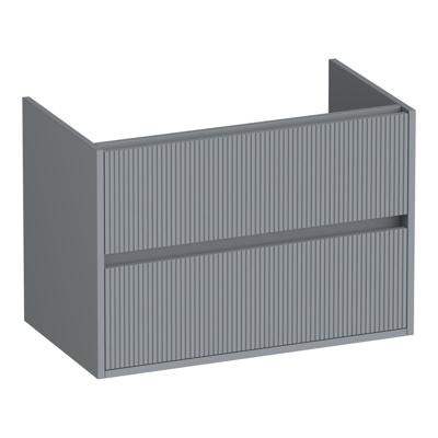 Brauer Adore Wavy - Onderkast - 80 cm - met 2 Softclose Lades Greeploos en 1 Sifon Uitsparing - Mat Grijs